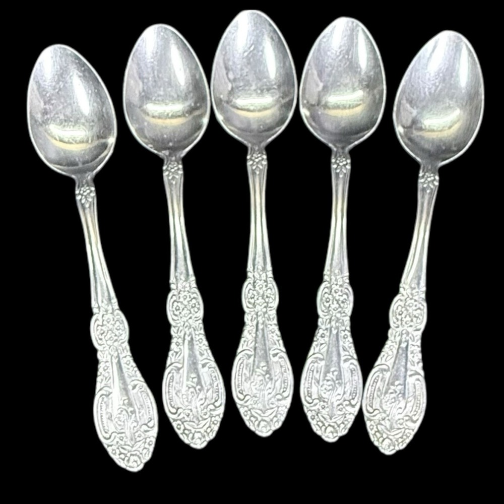 Springtime Stainless Japan Teaspoons‎ Flatware Set of 5 Vintage Floral MCM